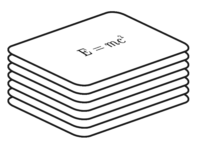 Stack of equation cards